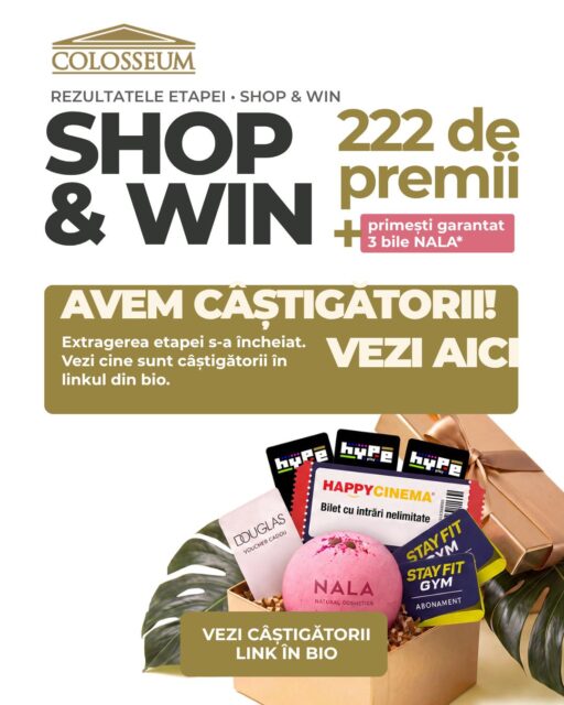 S-au tras la sorți premiile din ultima extragere de etapă. 🎉
Câștigătorii sunt contactați după validarea bonurilor.
Link în Bio.
Mâine urmează marile premii, trase dintre toate înscrierile valide din campanie.#ShopAndWin #ColosseumMall #MallTogetherNow